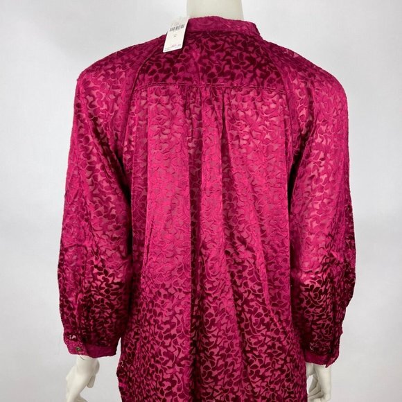 Anthropologie Velvet Burnout‎ Blouse Women M NWT Button-Up 3/4 Sleeve Tunic Top - Picture 7 of 16